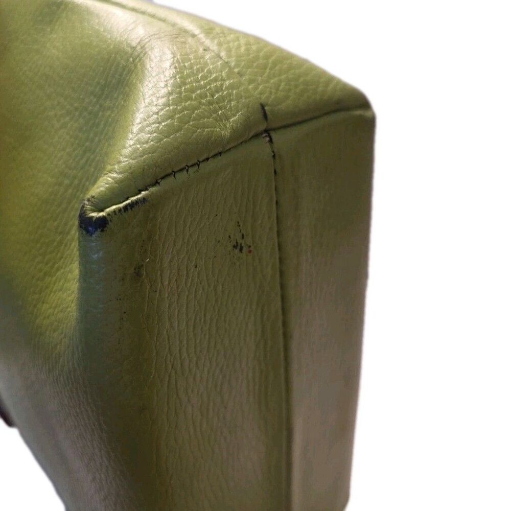 Maurizio Taiuti ITALY Satchel Tote Lime Green Pebbled Leather Small Handbag - Picture 8 of 16